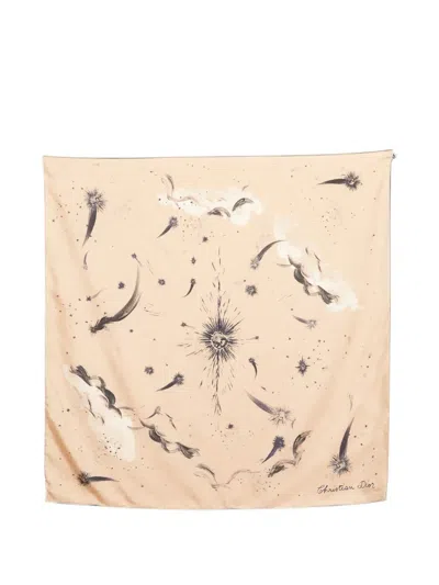 Pre-owned Dior Celestial-print Square Scarf In Pink