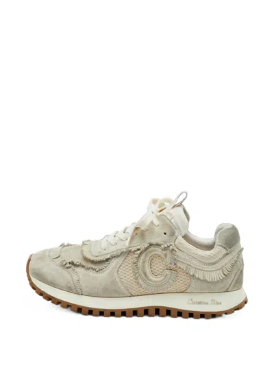 Pre-owned Dior C'est  Fringed Sneakers In Neutrals
