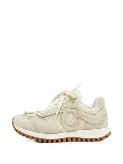 Pre-owned Dior C'est  Fringe-detail Sneakers In Neutral