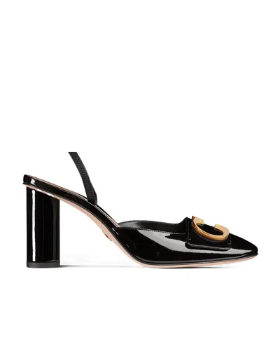 Dior Christian  Logo Plaque Round Toe Pumps In Black