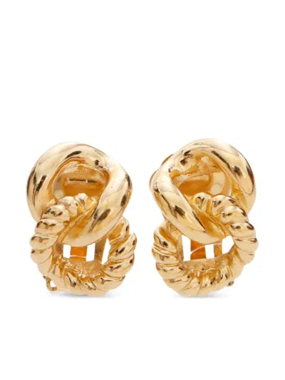 Pre-owned Dior Chain Clip-on Earrings In Gold