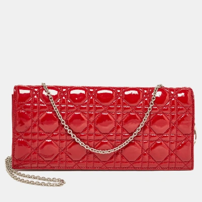 Pre-owned Dior Chain Clutch In Red