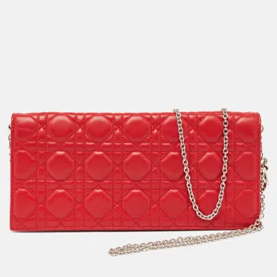 Pre-owned Dior Chain Clutch In Red