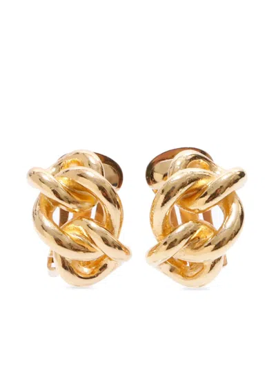 Pre-owned Dior Chain-link Gold-plated Earrings