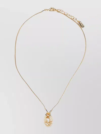 Dior Chain Necklace Embellished Stones Design In Gold