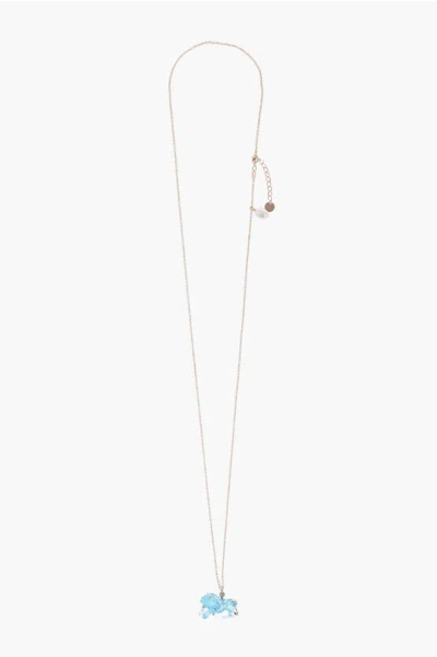 Dior Chain Necklace With Plexiglass Pendant In Gold