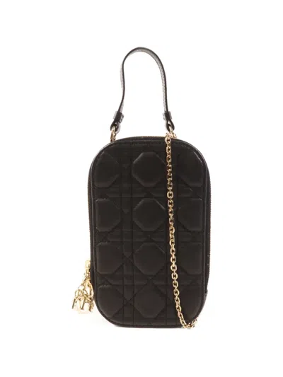 Pre-owned Dior Chain-strap Phone Bag In Black