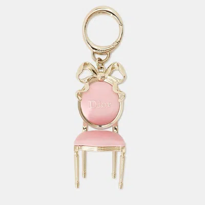 Pre-owned Dior Chair Motif Icon Bag Charm Pink Metal Satin