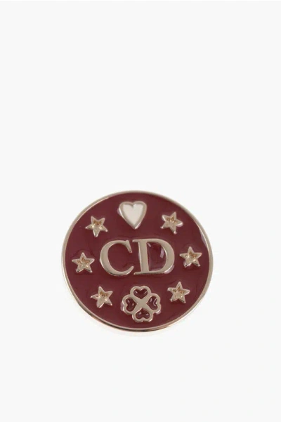 Dior Charm For Shoulder Strap With Cd Monogram In Burgundy