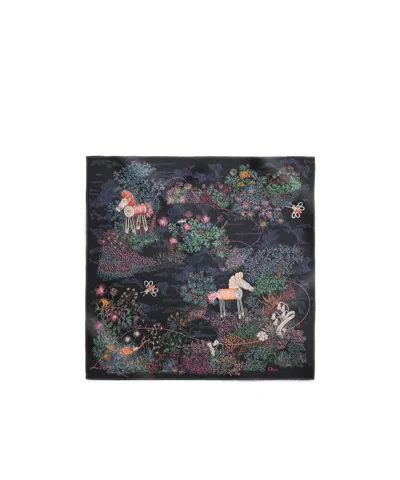 Dior Charming Garden90 Square Scarf In Black