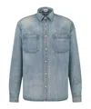 Dior Check Lined Denim Coat In Gray