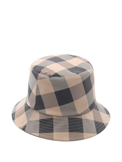 Pre-owned Dior Check-pattern Bucket Hat In Neutral