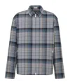 Dior Checked Zip-up Shirt Jacket In Gray