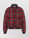 Dior Checked Coat With Ribbed Cuffs And Hem In Red