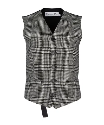 Dior Checkered Detail Vest In Black
