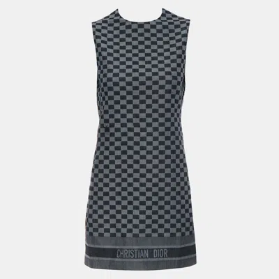 Pre-owned Dior Checkered Sleeveless Denim Dress In Multicolor