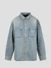 Dior Check Lined Denim Coat In Blue