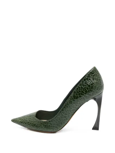 Pre-owned Dior Cherie Pointed-toe Heeled Pumps In Green