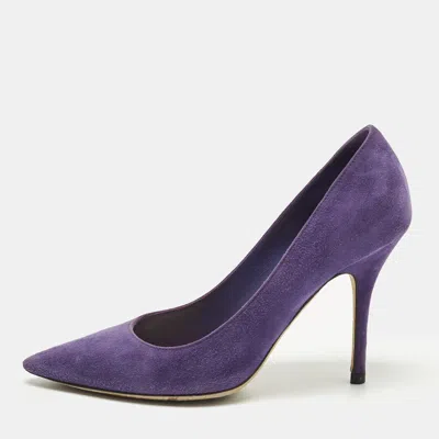 Pre-owned Dior Cherie Size 37 Purple Suede Pointed Toe Pumps