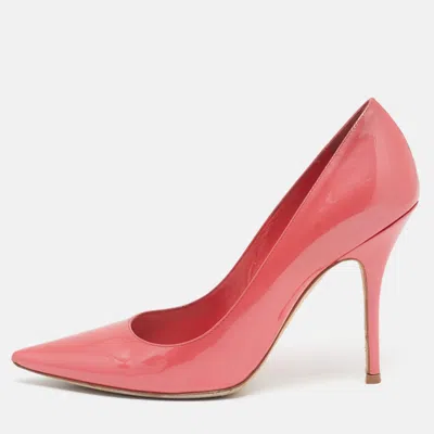Pre-owned Dior Cherie Size 38 Rose Pink Patent Leather Pointed Toe Pumps