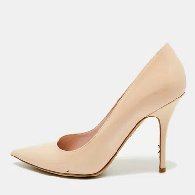Pre-owned Dior Cherie Size 39 Beige Patent Leather Pumps In Sand