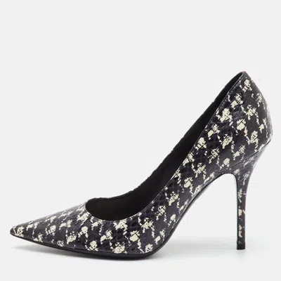Pre-owned Dior Cherie Size 39 Black/white Snakeskin Leather Pointed Toe Pumps