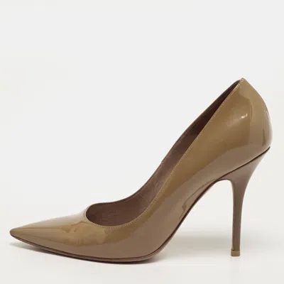 Pre-owned Dior Cherie Size 39 Brown Patent Leather Pointed Toe Pumps