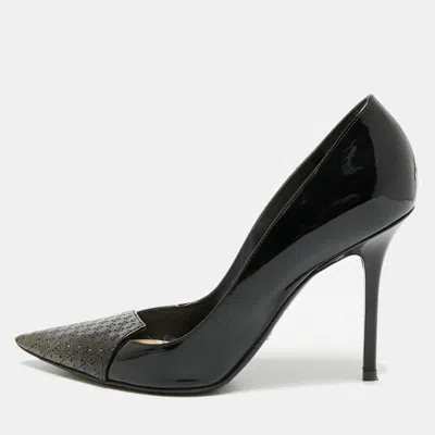 Pre-owned Dior Cherie Size 39.5 Black Patent Leather Pumps