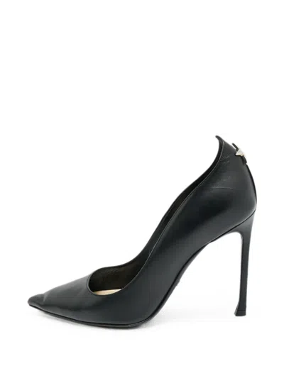 Pre-owned Dior Cherie Star-detail Leather Pumps In Black