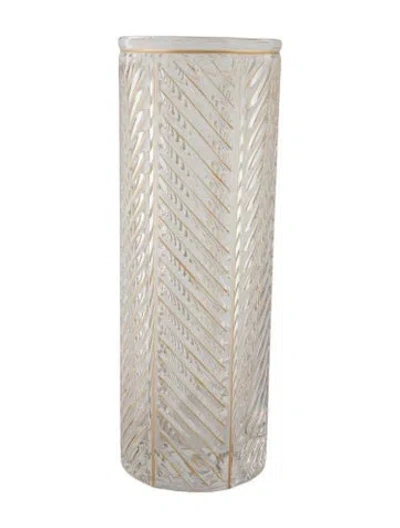 Pre-owned Dior Chevron Crystal Vase In Clear/gold