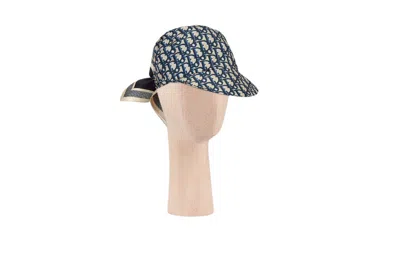 Dior Chic Silk Navy Blue Visor For Women's Ss22 Collection In Black