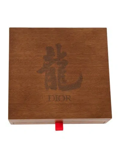 Pre-owned Dior Chinese Lunar New Year Wooden Box W/ Stationary Set In Brown