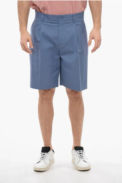 Dior Chino Shorts With Front Pleats In Blue