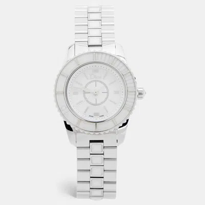 Pre-owned Dior Christal Cd112112m001 White Dial Stainless Steel Women's Wristwatch 28 Mm