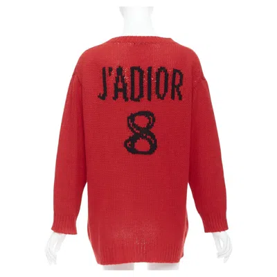 Pre-owned Dior Christian  100% Cashmere Red Black J'a 8 Oversized Sweater Fr34 Xs