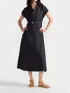 Dior Denim Dress With Belted Waist And Cap Sleeves In Black
