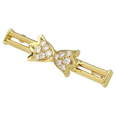 Pre-owned Dior Christian  18 Karat Yellow Gold 12 Diamonds Brooch
