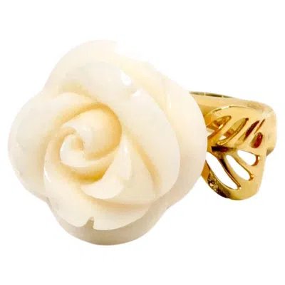 Pre-owned Dior Christian  18k "rose  Pre Catelan" Yellow Gold & Diamond Ring