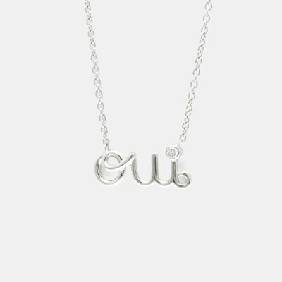Pre-owned Dior Christian  18k White Gold Diamond Amour Pendant Necklace
