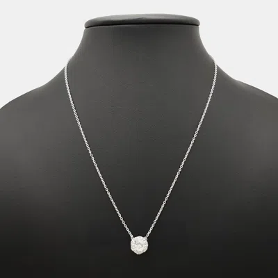 Pre-owned Dior Christian  18k White Gold Diamond Rose  Couture Necklace In Silver