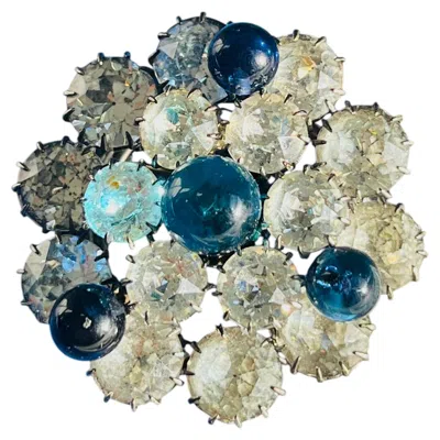 Pre-owned Dior Christian  1950s Kramer Vintage Rare Sapphire Blue Cabochon Domed Brooch