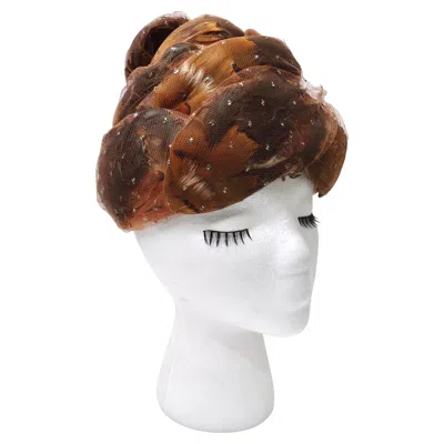 Pre-owned Dior Christian  1960's Feather And Tulle Turban In Brown
