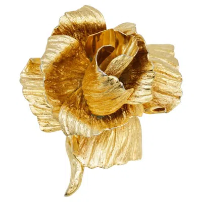 Pre-owned Dior Christian  1964 Vintage Large Gold Vivid 3d Blossom Flourish Layers Brooch In Multi