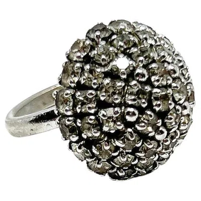 Pre-owned Dior Christian  1970s Statement Vintage Rhinestone Cocktail Ring In Multi
