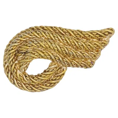 Pre-owned Dior Christian  1970s Vintage Gold Textured Flame Wing Eye Rope Modernist Brooch In Red