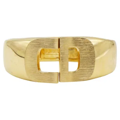 Pre-owned Dior Christian  1973 Logo Cd Manschette Chunky Clamper Gold Cuff Bangle Bracelet In Multi