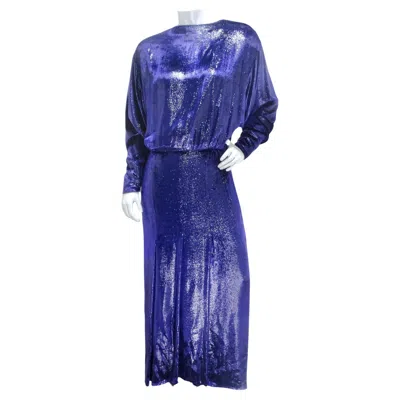 Pre-owned Dior Christian  1980s Metallic Purple Long Sleeve Gown