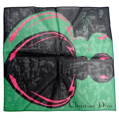 Pre-owned Dior Christian  1990s Poison Petite Silk Scarf In Black
