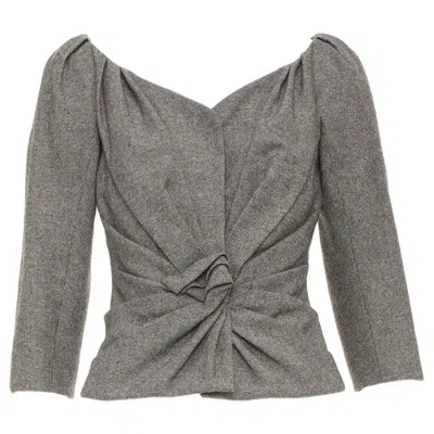 Pre-owned Dior Christian  1998 Runway John Galliano Wool Tweed Gathered Knot Jacket Fr36 S In Gray
