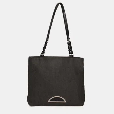 Pre-owned Dior Christian  2001 Grey Denim Maris Pearl Tote In Gray